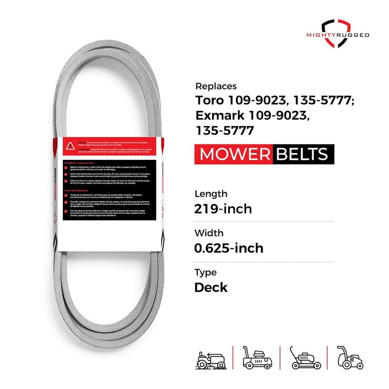 MightyRugged 109-9023, 135-5777 Deck Replacement Belt for Exmark Mower - Belt Length 219" - Heavy-Duty, Durable, Aramid Cord Deck Belt for Exmark Lazer Z Series with 72" Deck - Image 2